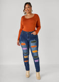 Cutout Ribbed Skinny Jeans