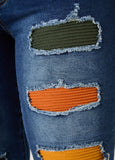 Cutout Ribbed Skinny Jeans