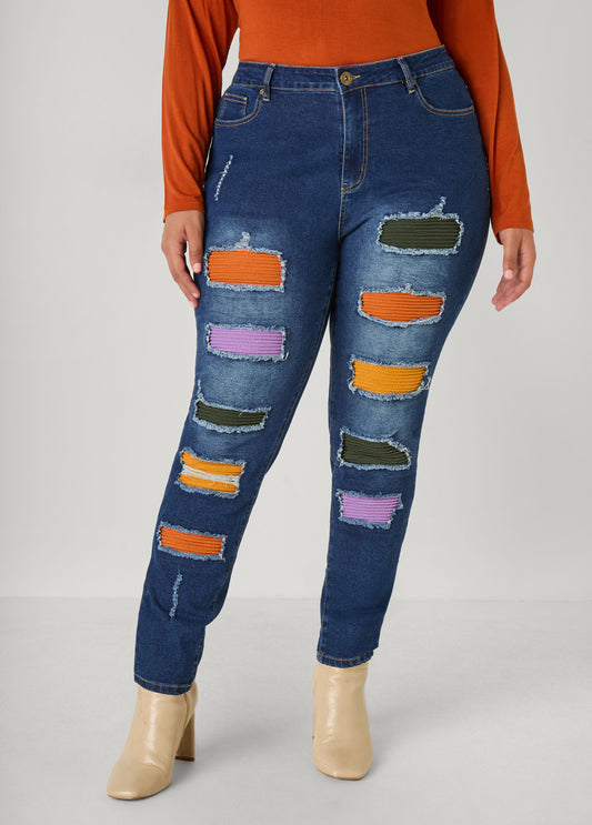 Cutout Ribbed Skinny Jeans