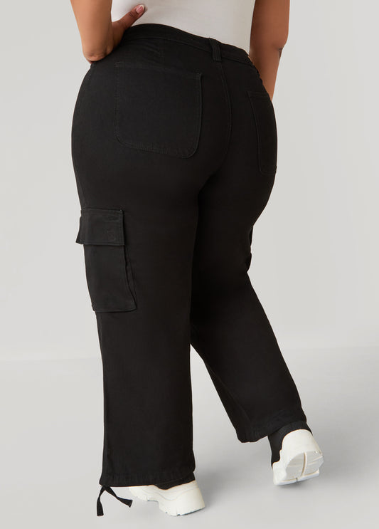 Drawstring High Rise Cargo Jeans