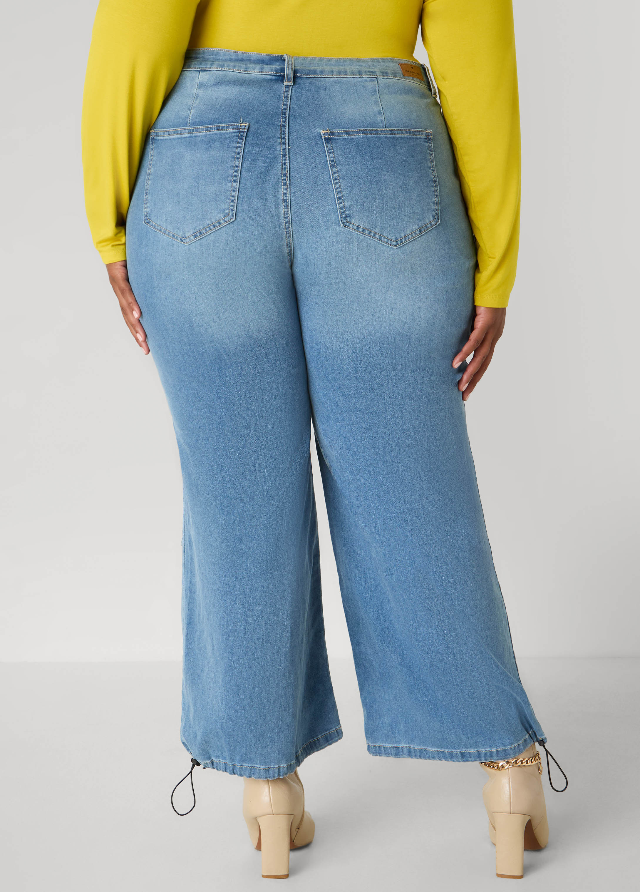 Drawstring Wide Leg Jeans