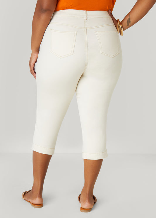 Mid Rise Denim Capris