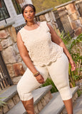 Mid Rise Denim Capris