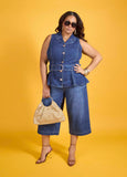 Plus Size Wide Leg Denim Capris Trendy Jorts Jean Shorts Matching Set