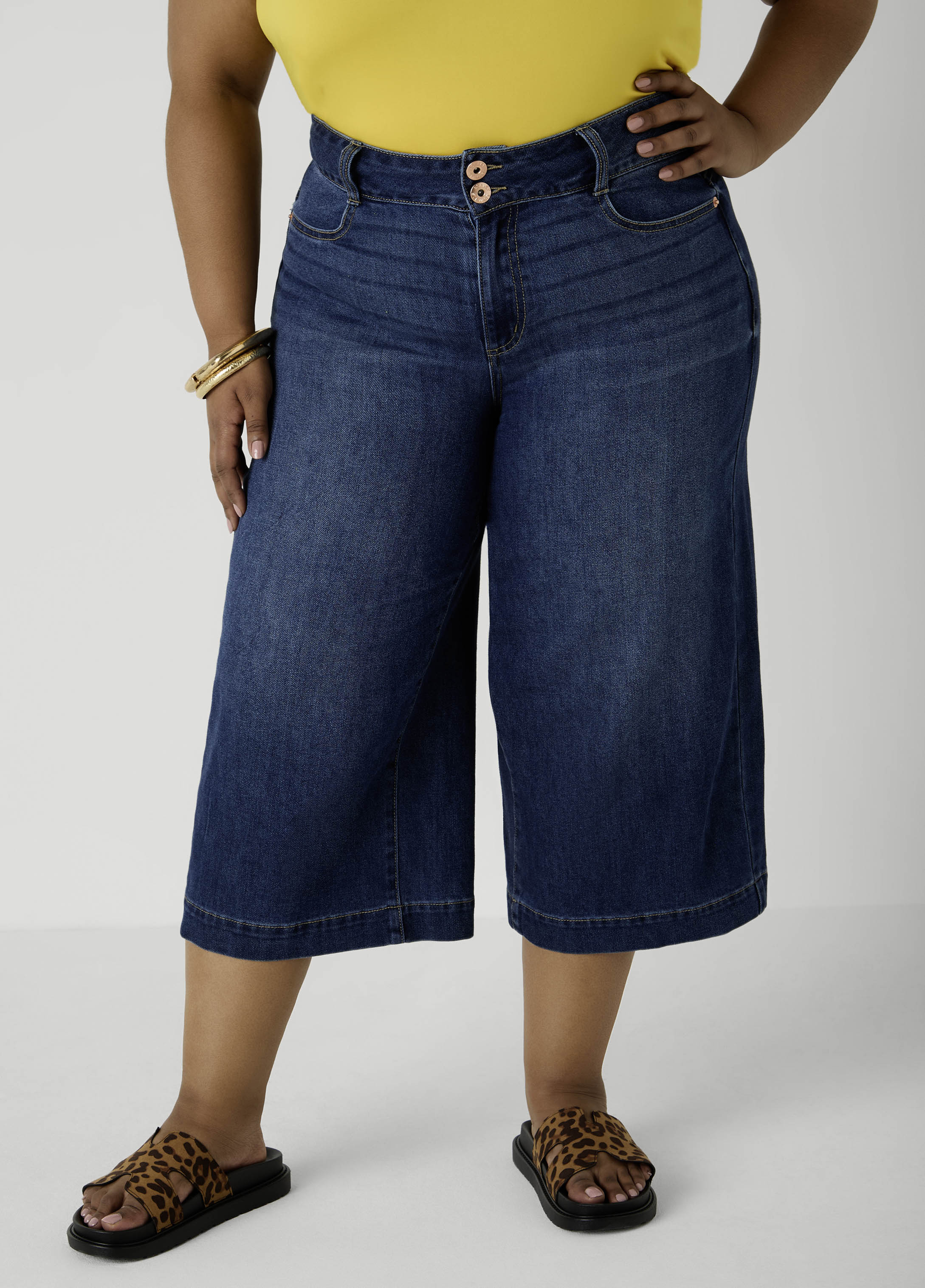 Wide Leg Denim Capris
