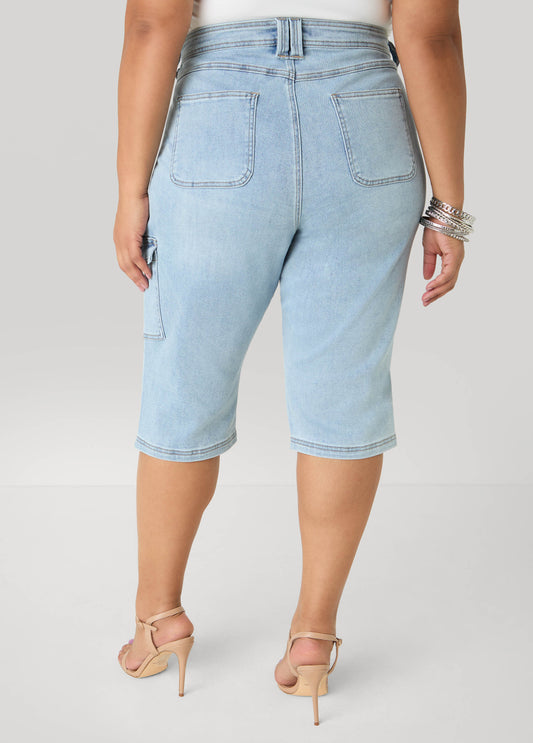 Grommet Denim Capris
