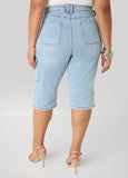 Grommet Denim Capris
