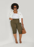 Cuffed Stretch Denim Capris
