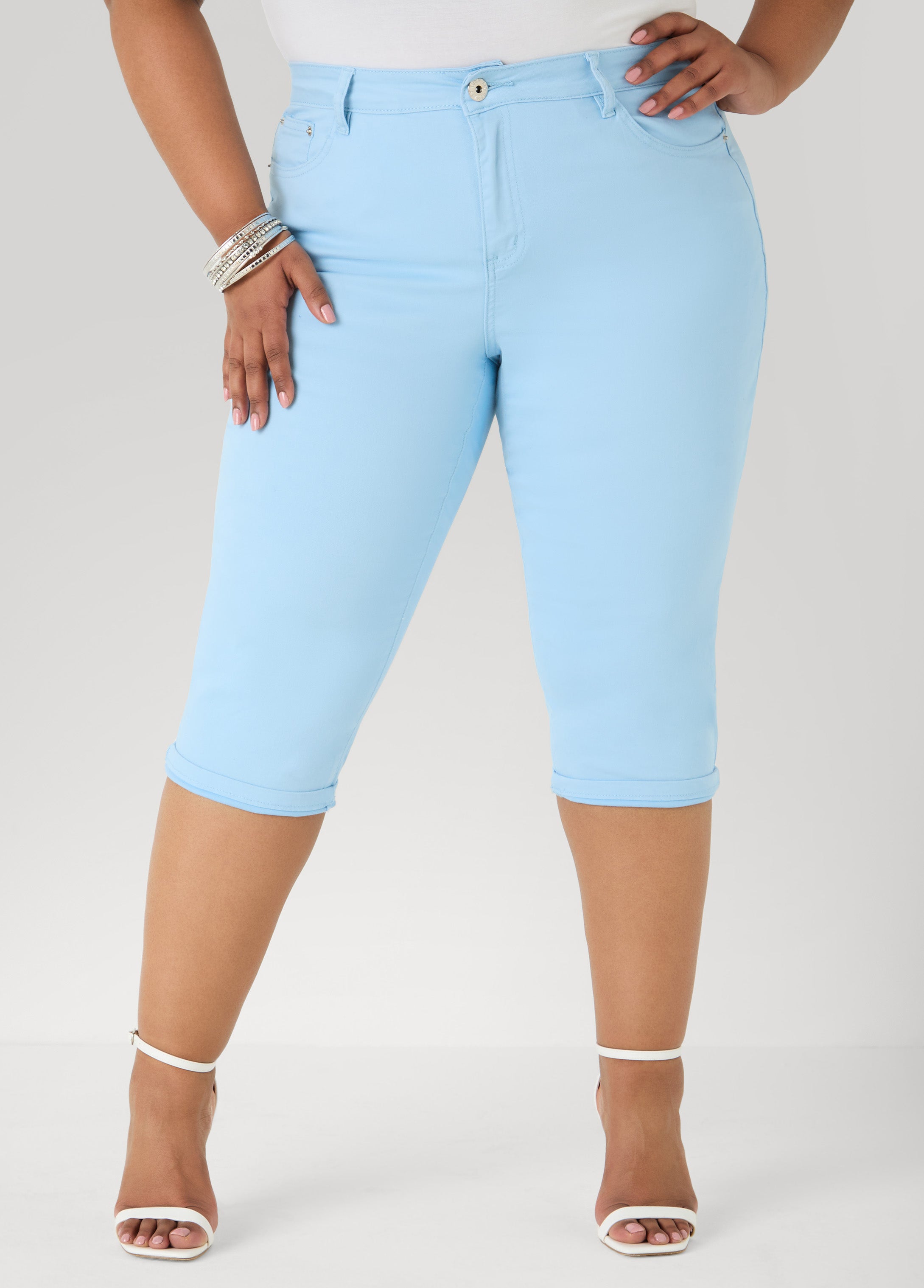 Cuffed Denim Capris