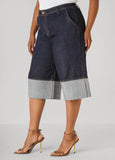 Cuffed Denim Bermuda Shorts
