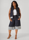 Cuffed Denim Bermuda Shorts