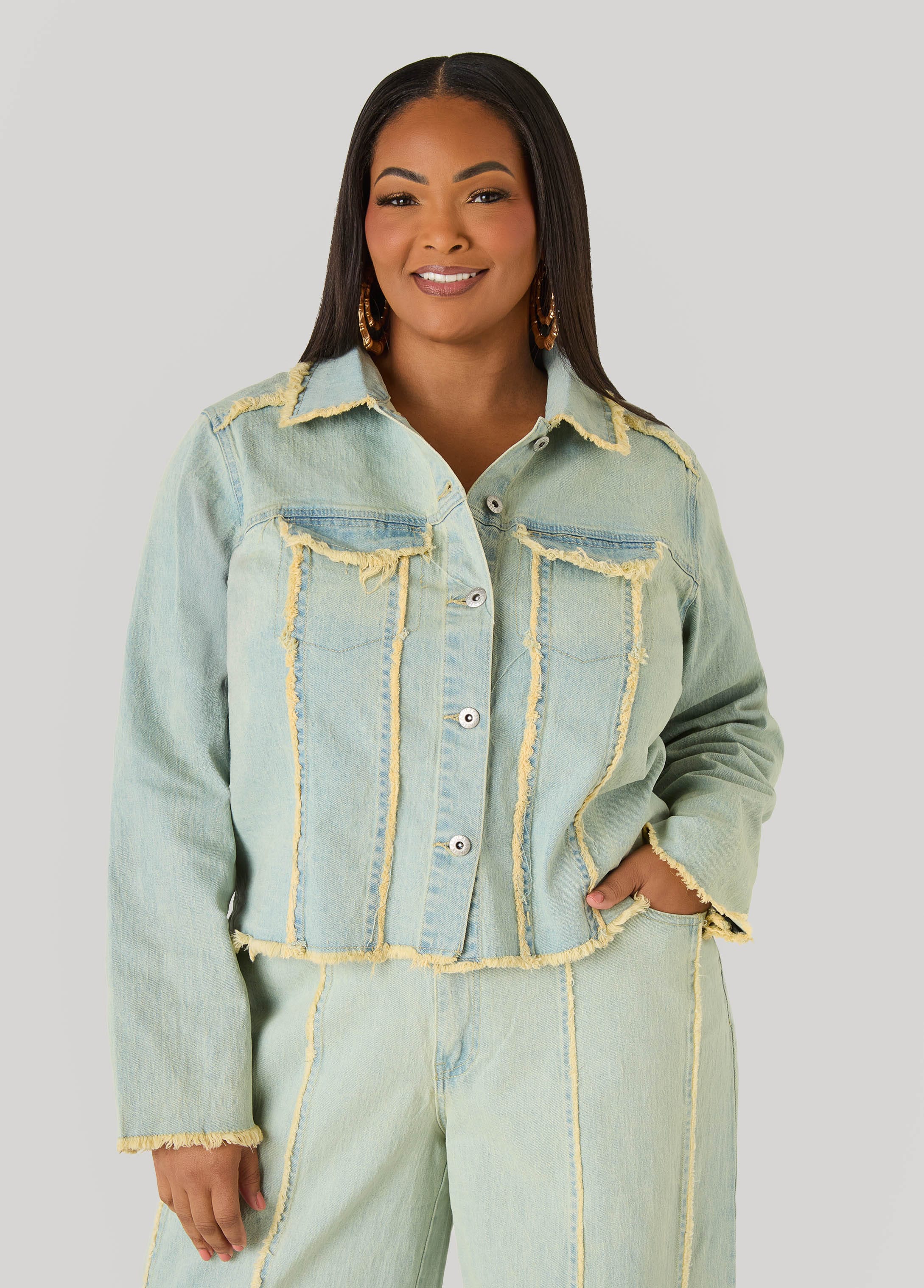Frayed Denim Trucker Jacket