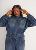 Hooded Knitted Denim Jacket