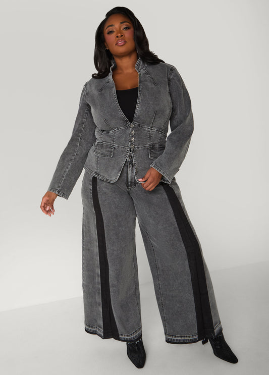 Belted Stonewash Denim Jacket