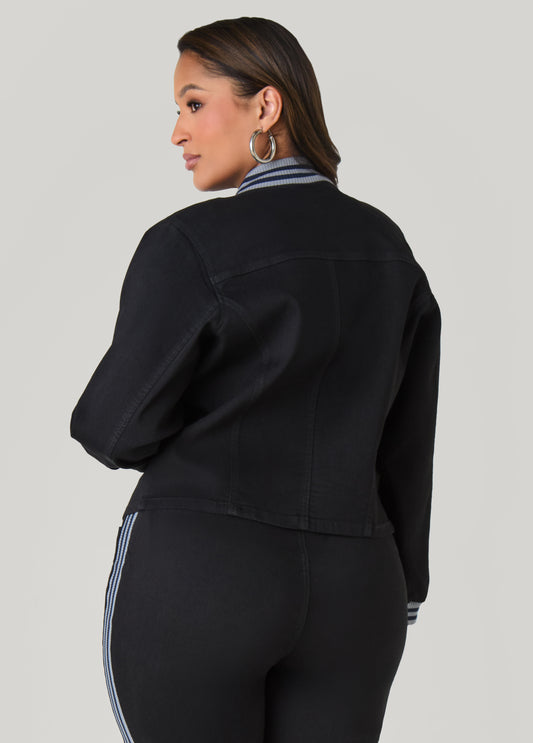 Striped Trimmed Denim Jacket