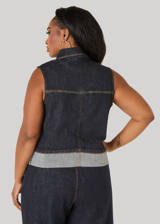 Cuffed Denim Vest