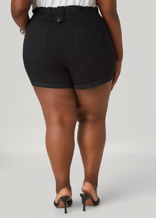 Paperbag Denim Shorts