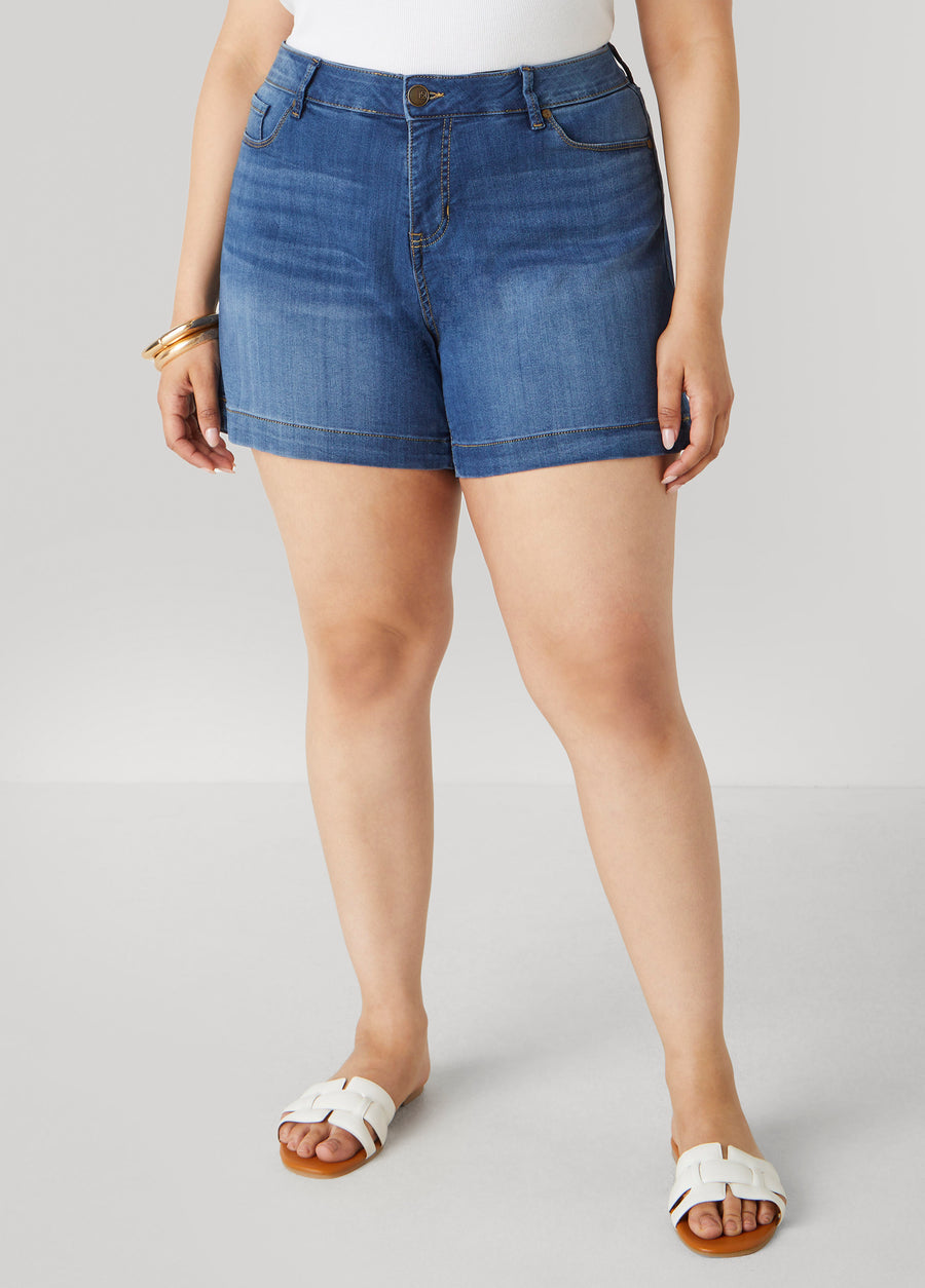 Plus Size Mid Rise Denim Shorts