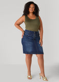 Whiskered Denim Pencil Skirt