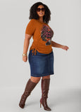Whiskered Denim Pencil Skirt