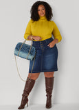 Whiskered Denim Pencil Skirt