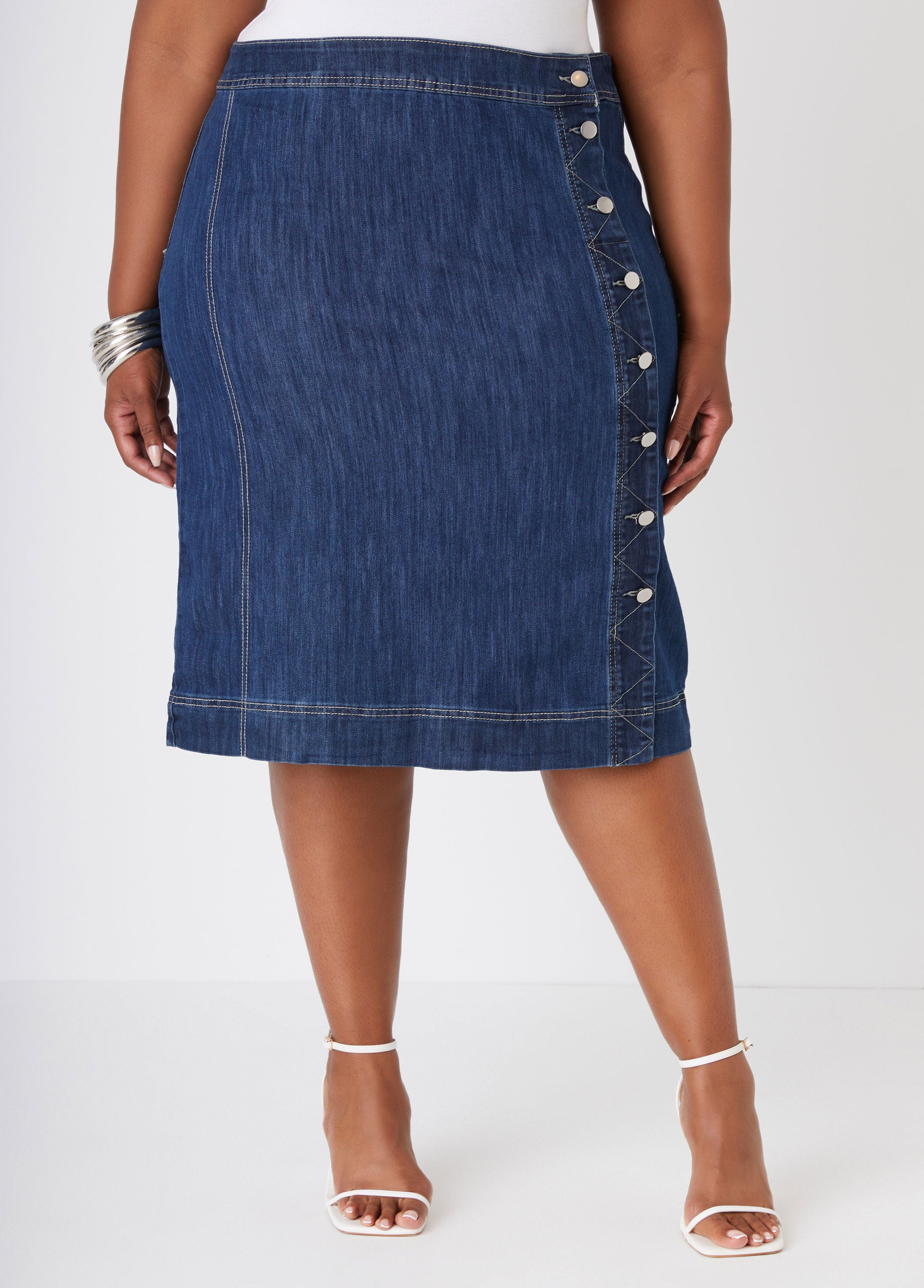 Plus Size stretch denim skirts sexy plus size jean pencil skirt