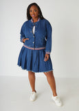 Pleated Denim Skirt