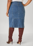 Pleated Denim Skirt
