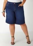 Mid Rise Denim Bermuda Shorts