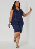 Plus Size Mid Rise Denim Bermuda Shorts