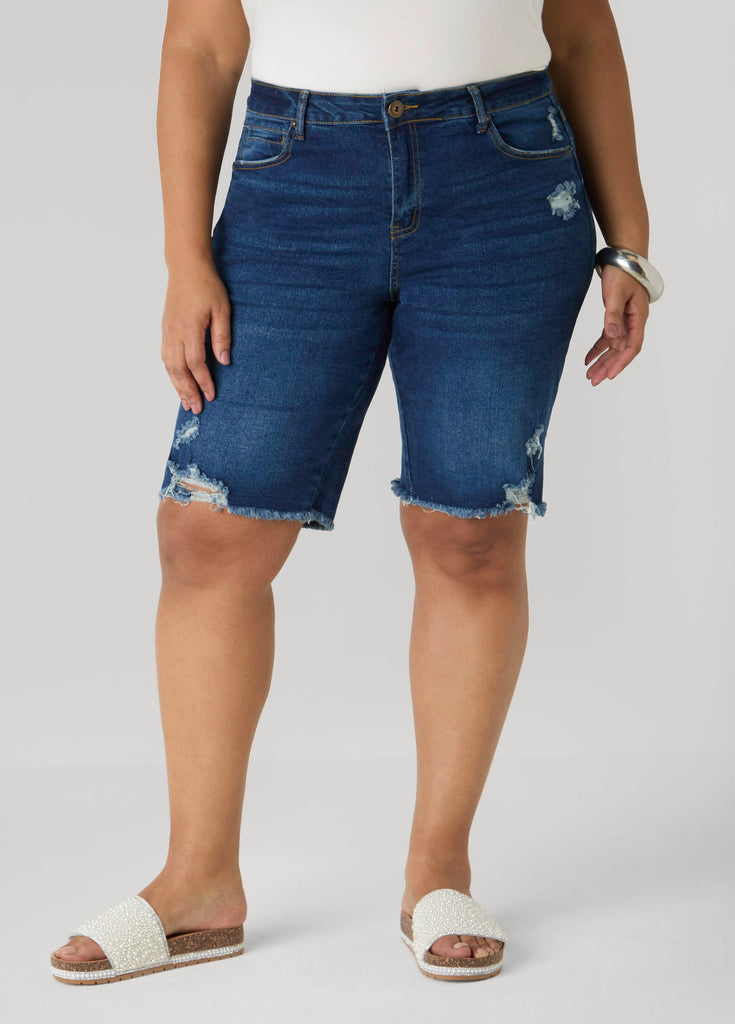 Distressed Denim Shorts – Ashley Stewart