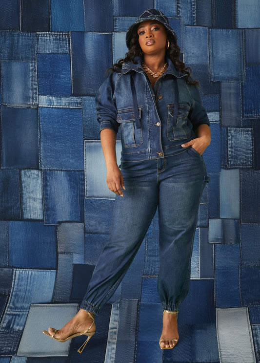 Mid Rise Denim Joggers
