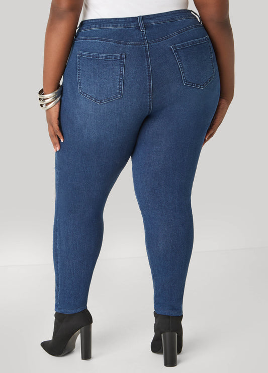 Crystal Mid Rise Skinny Jeans