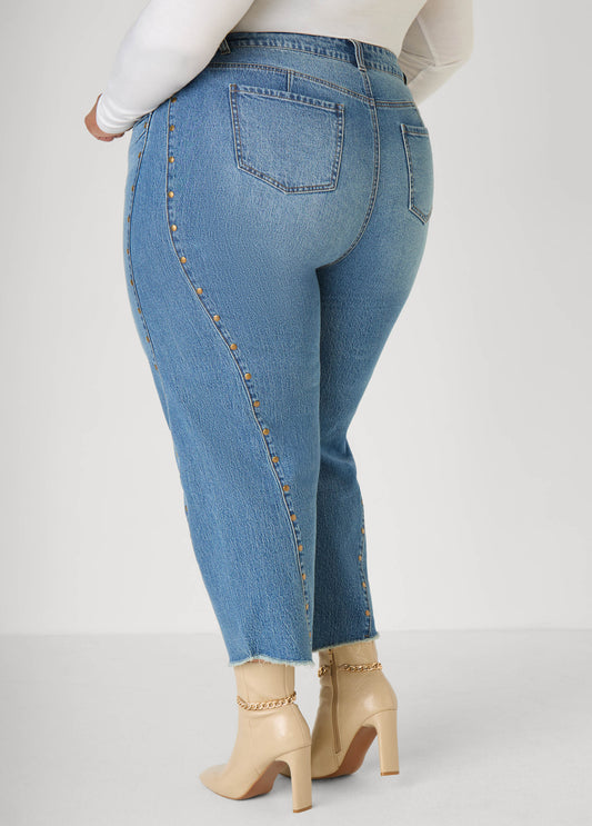 Straight Leg Studded Jeans