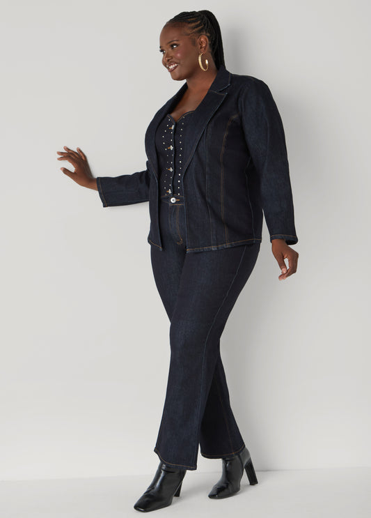 Plus Size Studded Straight Leg Jeans