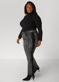 Faux Suede Fringed Bootcut Jeans