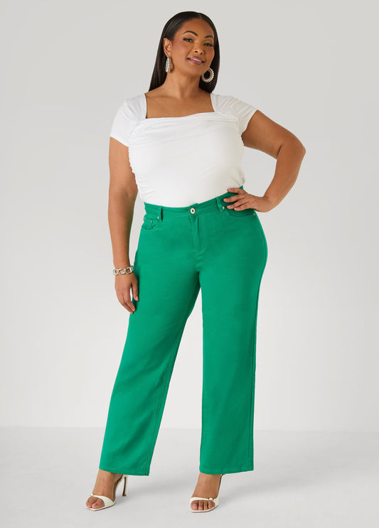 Mid Rise Straight Leg Jeans