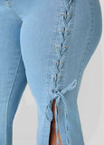 Lace Up Flared Jeans