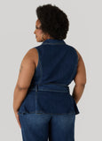 Belted Denim Peplum Vest