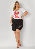 High Rise Distressed Denim Shorts