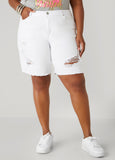 High Rise Distressed Denim Shorts