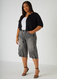 Distressed Denim Capris