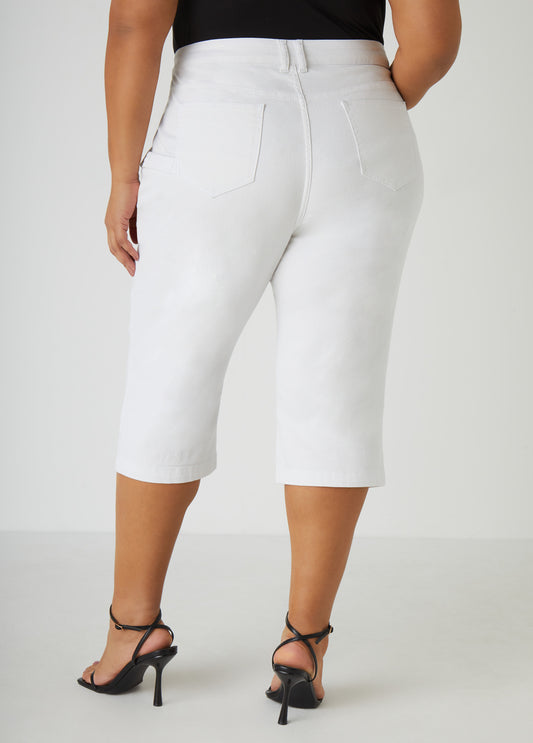 Pintucked Denim Capris