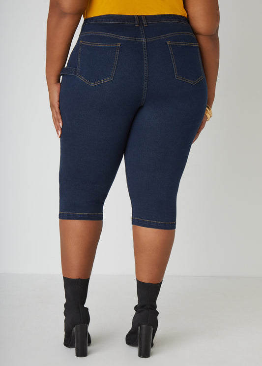 Pintucked Denim Capris