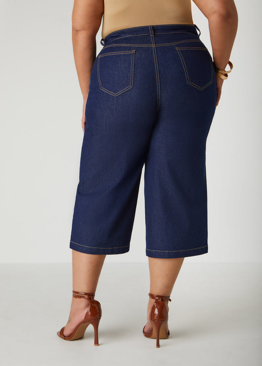 Embroidered Denim Capris
