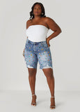 Crystal Distressed Denim Shorts