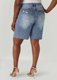 Crystal Distressed Denim Shorts