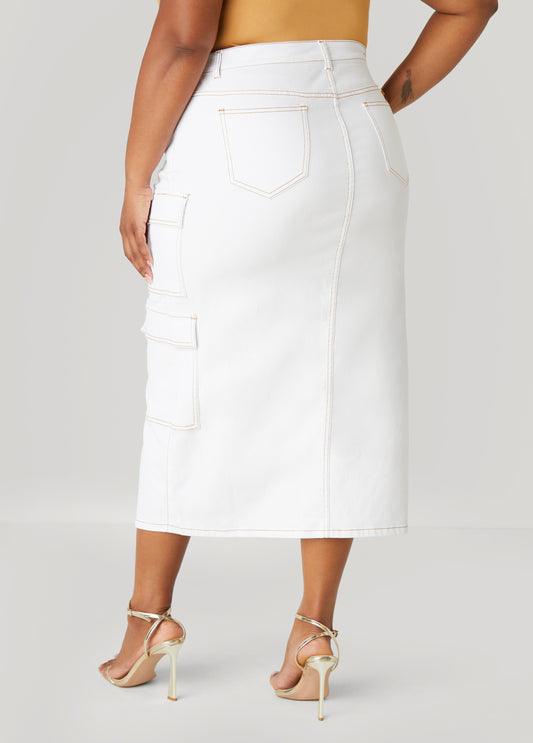 Denim Maxi Cargo Skirt