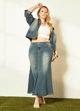 Split Front Denim Maxi Skirt