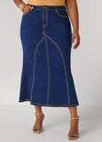 Plus Size Seam Detailed Maxi Skirt